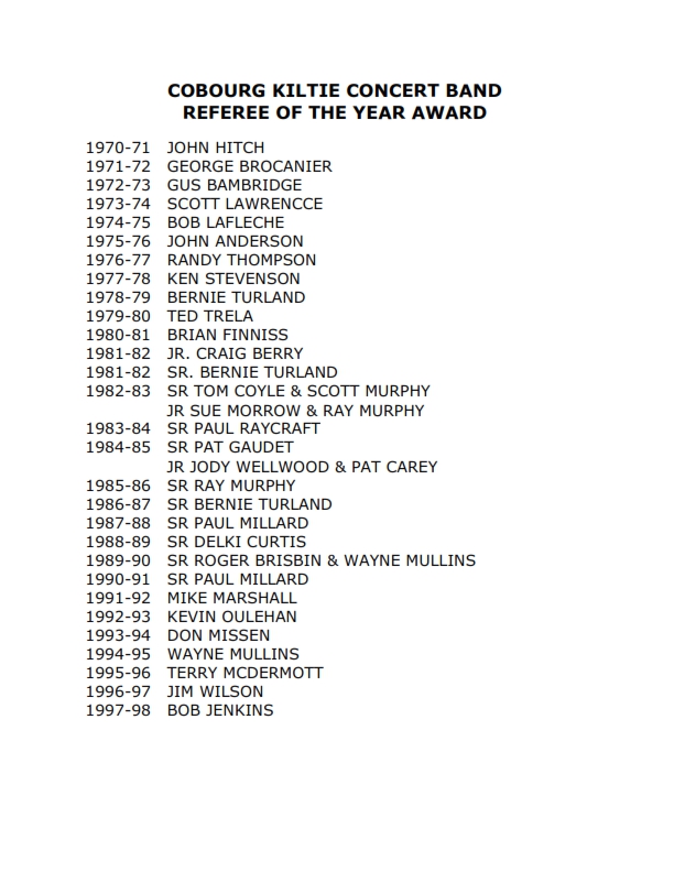 T&P-31a Kiltie Concert Band - Referee of the Year