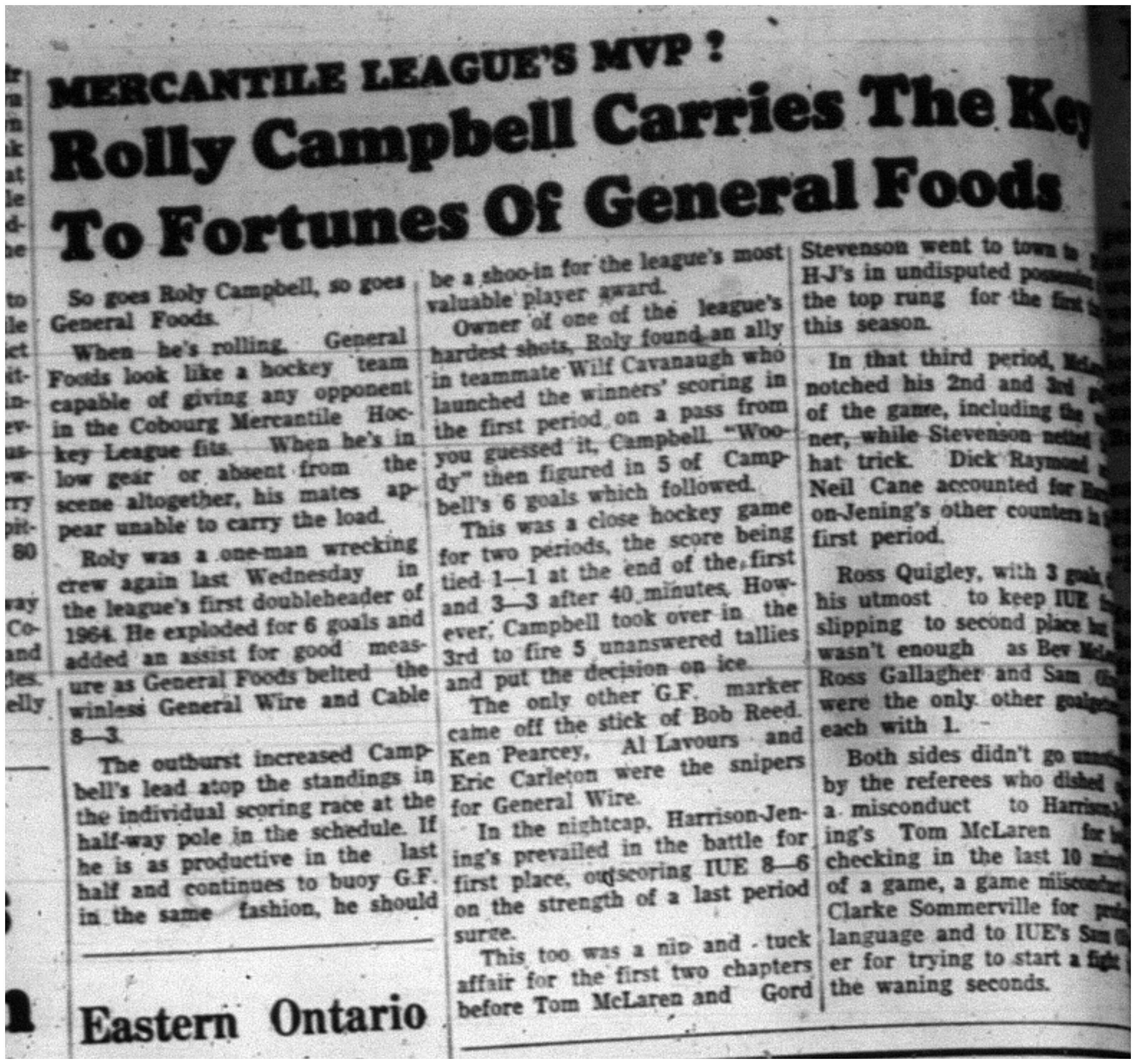 1964-01-08 Hockey -Roly Campbell in Mercantile