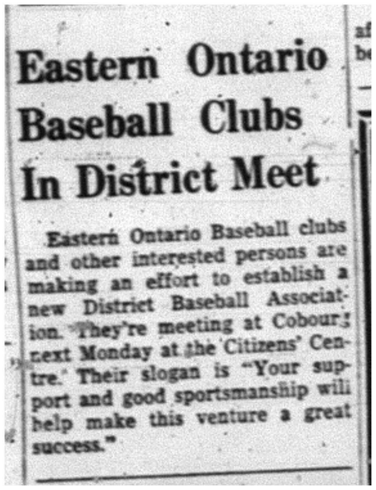 1964-01-15 Baseball -District meet -Eastern Ontario
