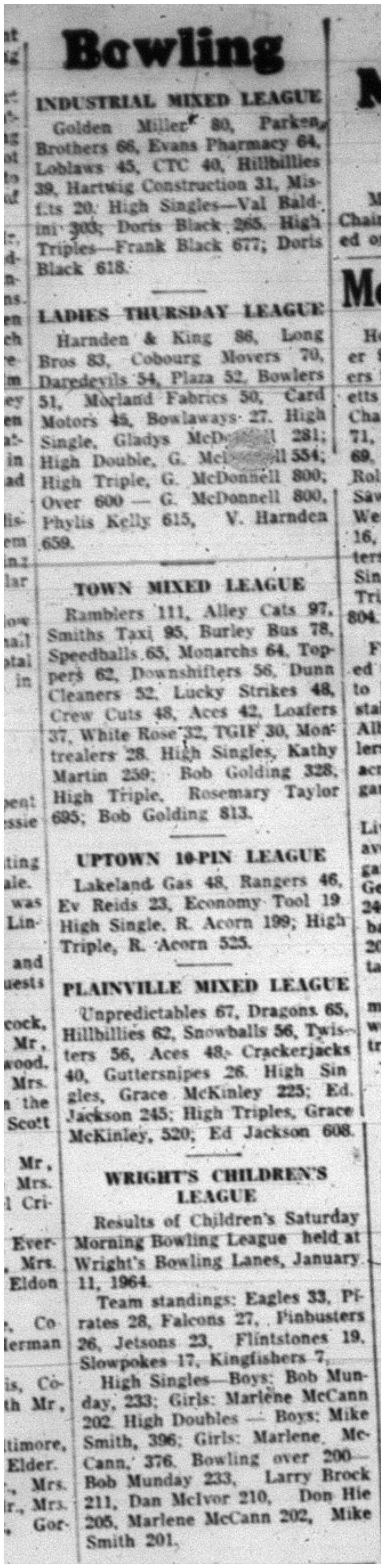 1964-01-15 Bowling -Leagues