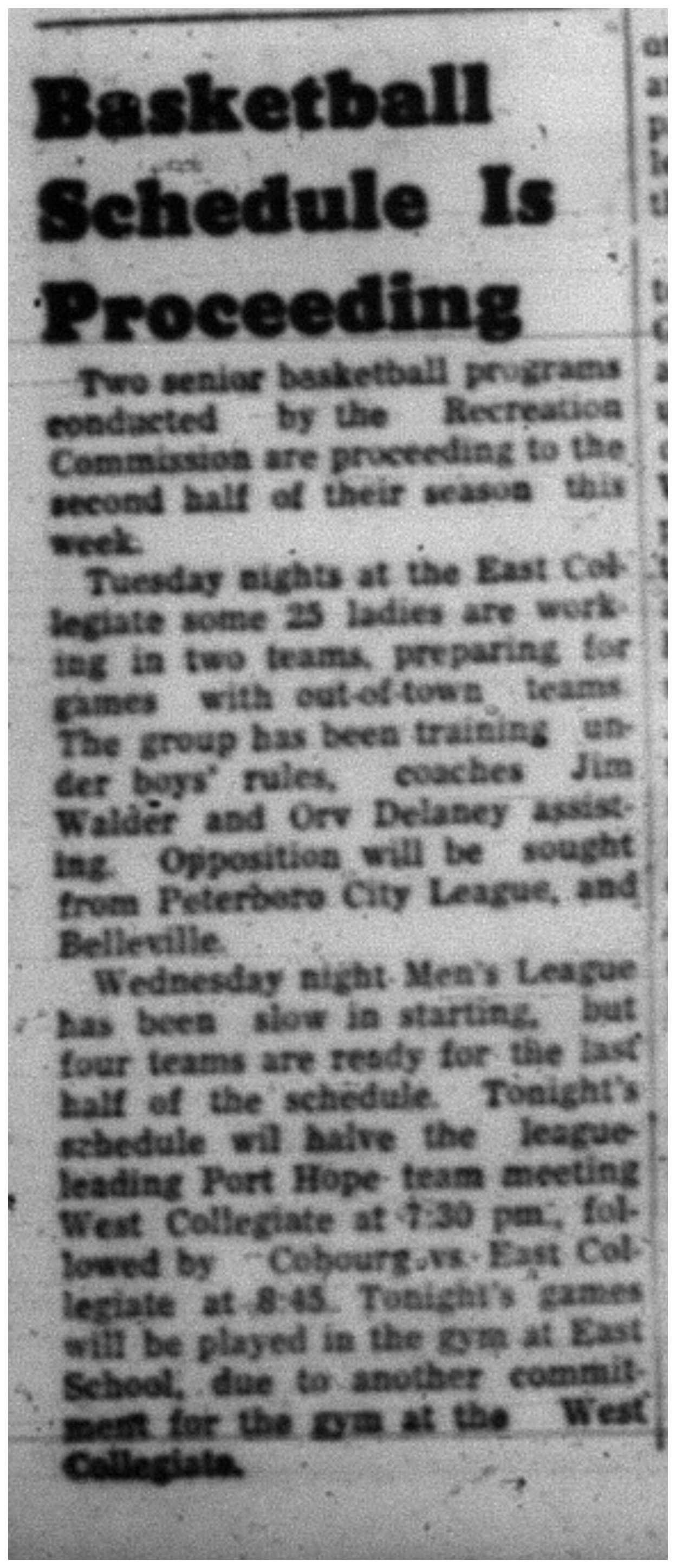 1964-01-15 School -Basketball -Senior basketball schedule