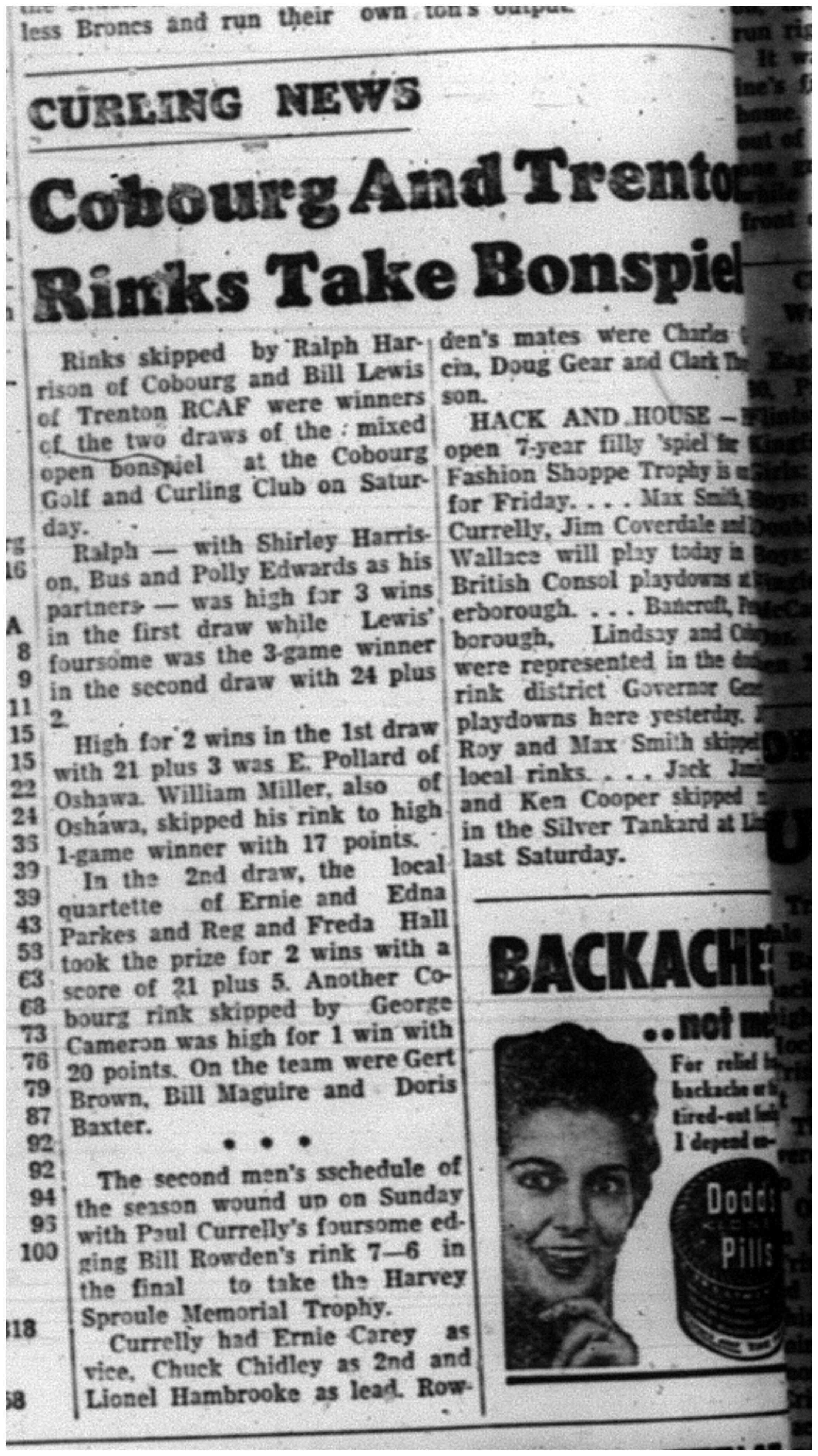 1964-01-22 Curling -Cobourg and Trenton rinks -Bonspiel