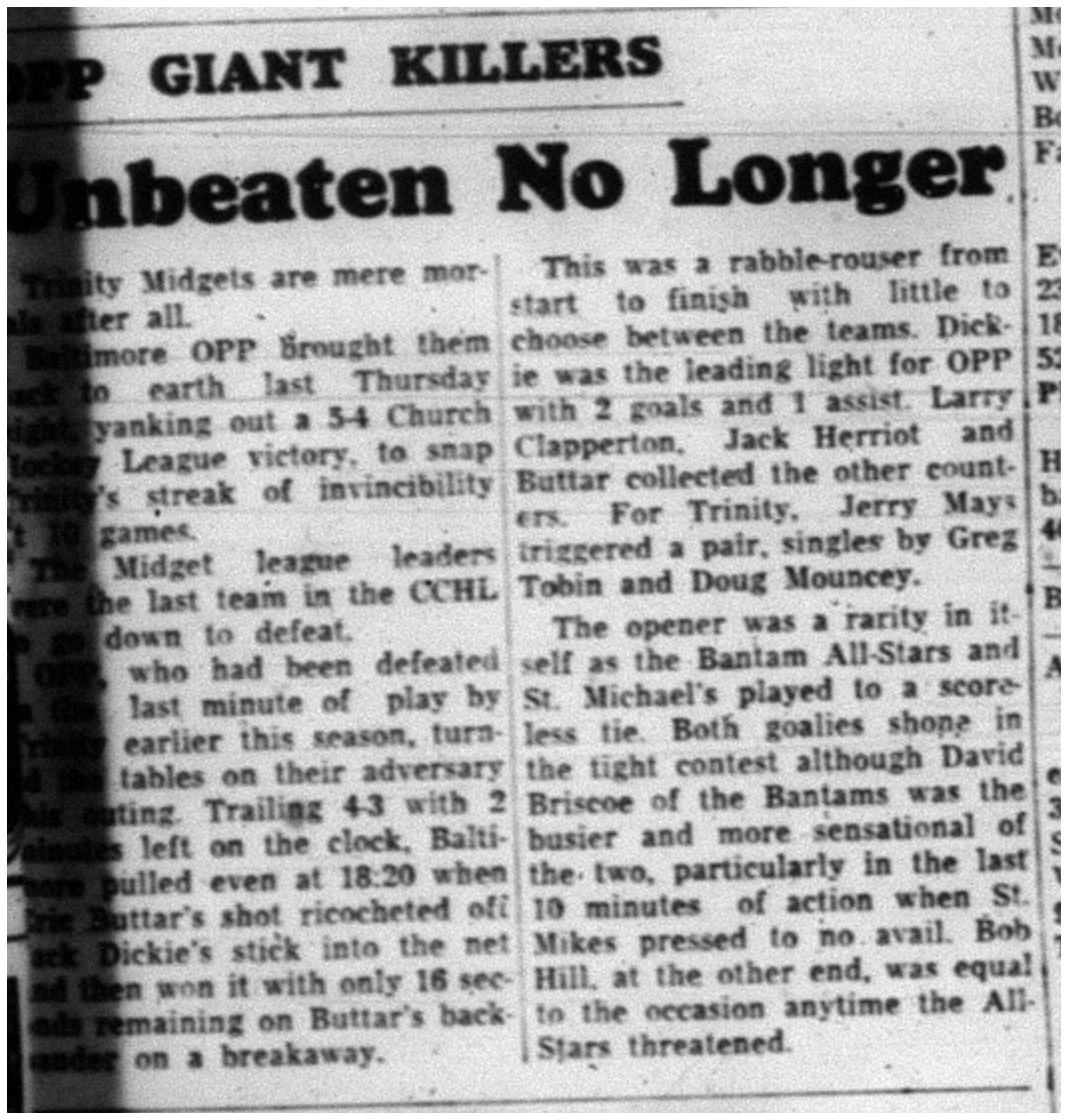 1964-01-22 Hockey -CCHL -Trinity vs. Baltimore