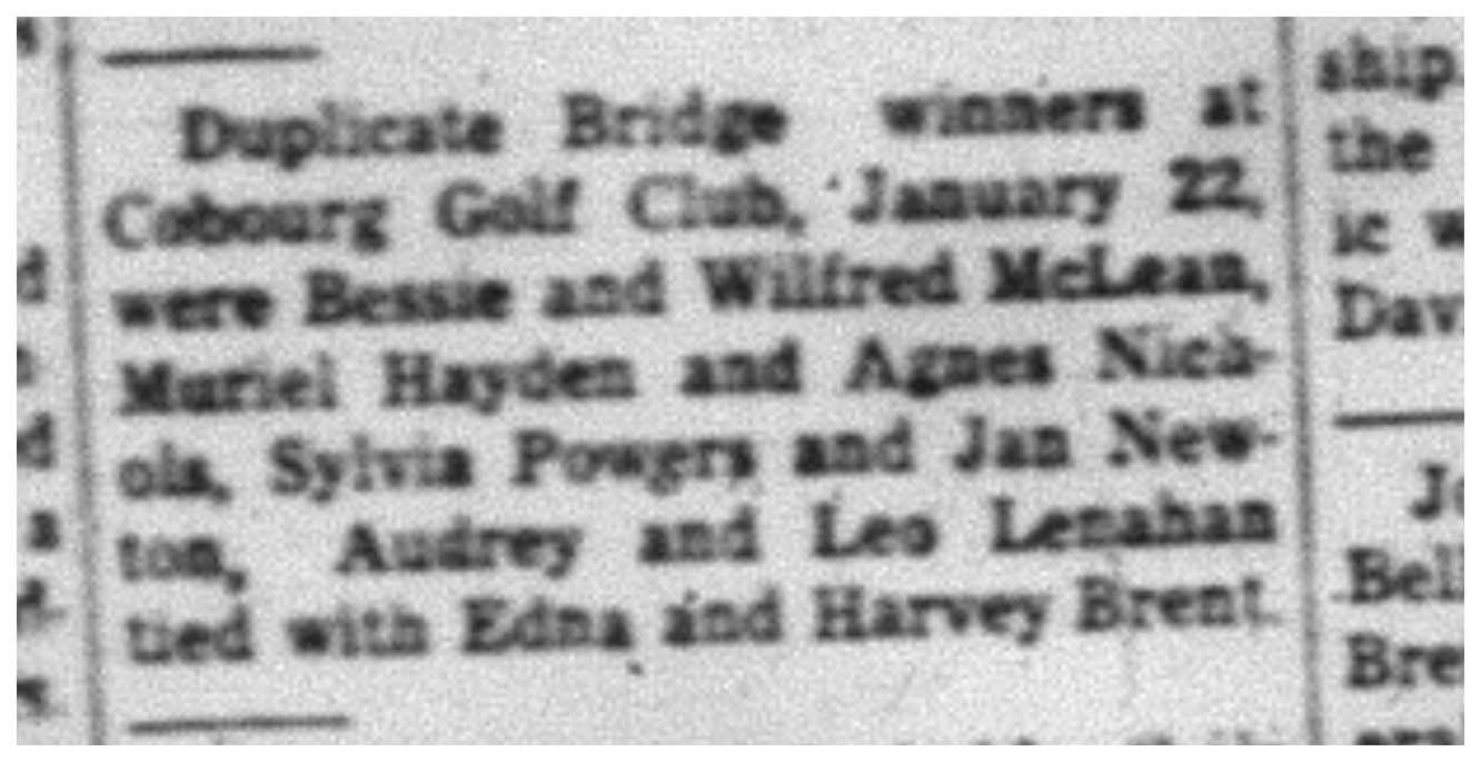 1964-01-29 Bridge -Cobourg Golf Club host Duplicate Bridge winners