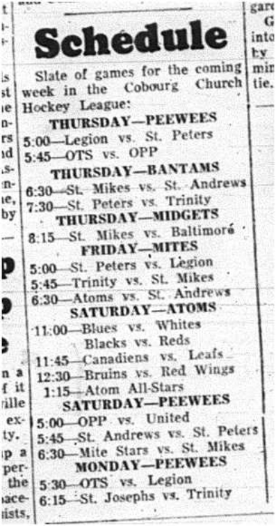 1964-01-29 Hockey -CCHL schedule