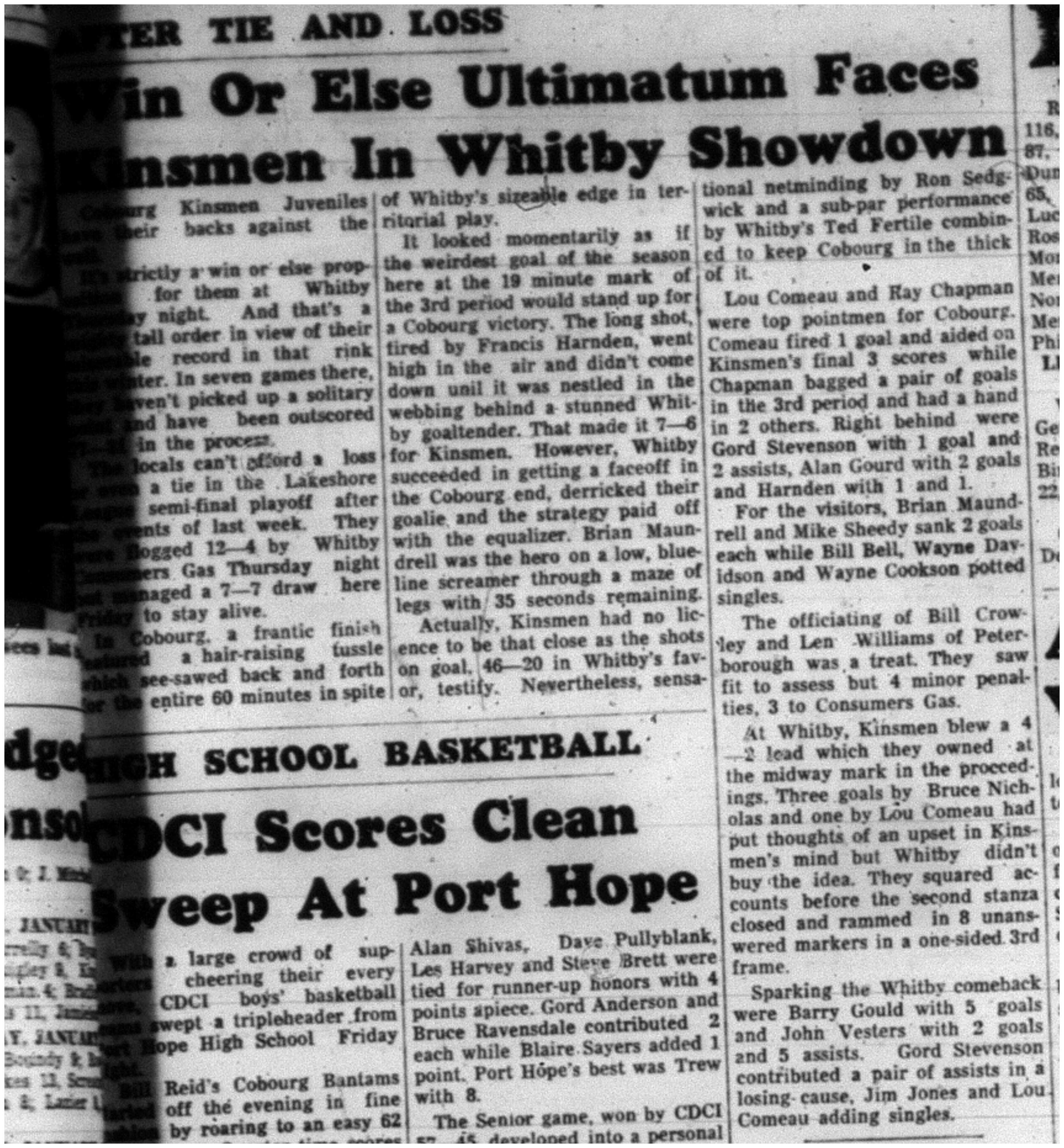 1964-01-29 Hockey -Kinsmen Juveniles vs. Whitby