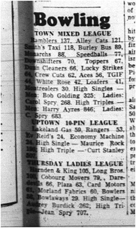 1964-02-05 Bowling -mixed league -10-pin league -Ladies league