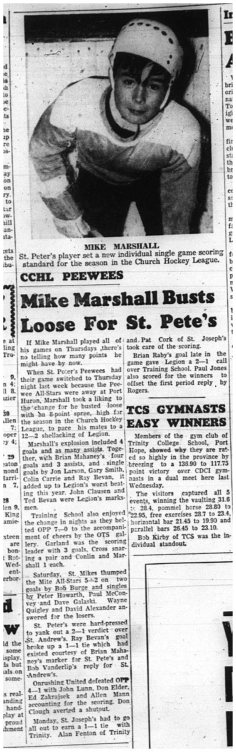 1964-02-05 Hockey -CCHL -Mike Marshall