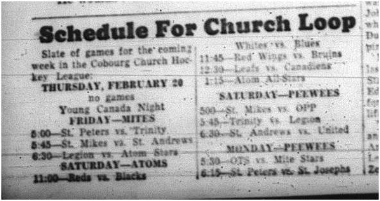 1964-02-19 Hockey -CCHL Schedule