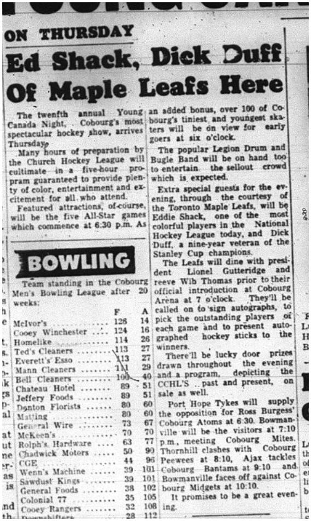 1964-02-19 Hockey -Eddie Shack -Dick Duff -CCHL -Young Canada Night
