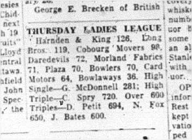 1964-02-26 Bowling -Thursday ladies league