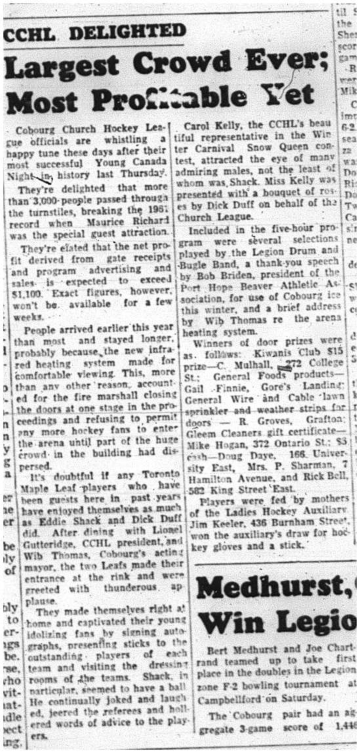 1964-02-26 Hockey -CCHL -Thursdays Young Canada Night