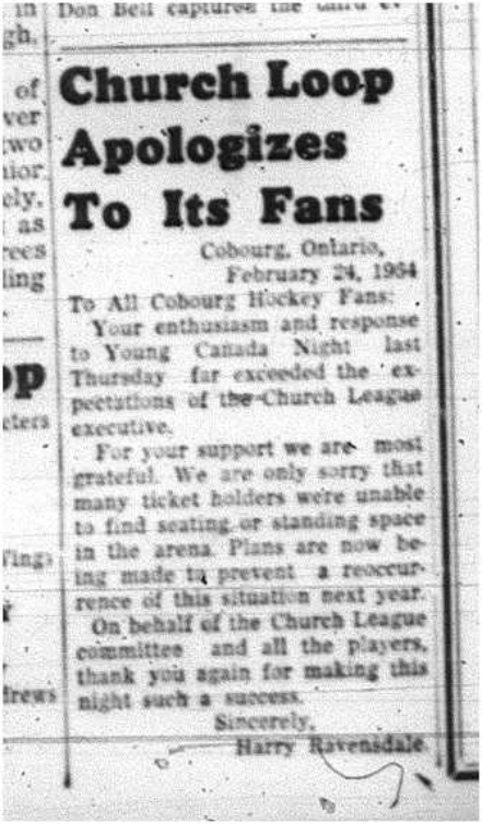 1964-02-26 Hockey -CCHL Young Canada Night -Apology