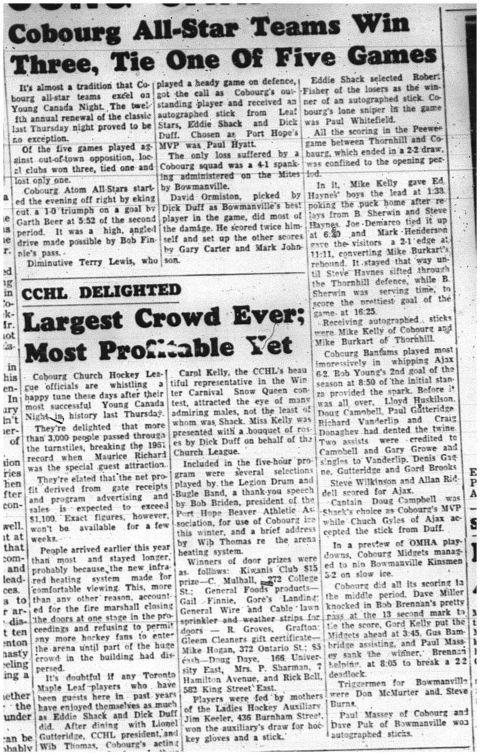 1964-02-26 Hockey -Young Canada Night -Cobourg All-Star Teams