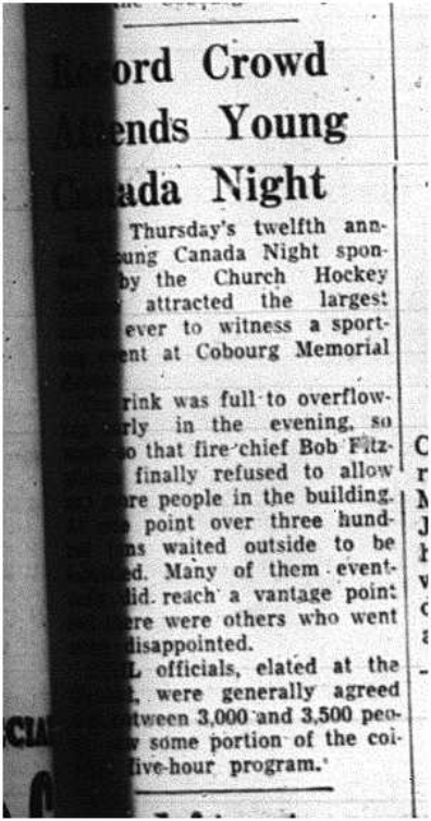 1964-02-26 Hockey -Young Canada Night -Cobourg Memorial Rink