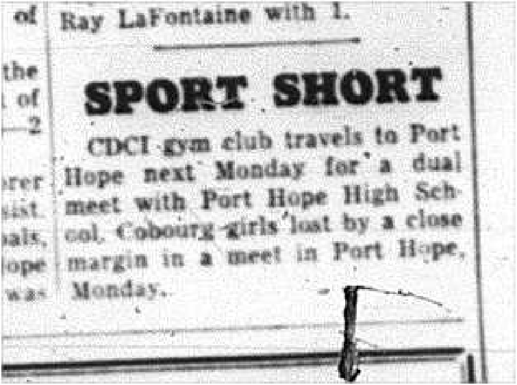 1964-02-26 School -gymnastics -CDCI Gym Club vs. Port Hope