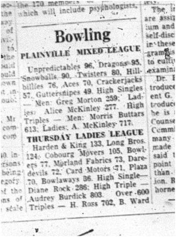 1964-03-04 Bowling -Planville Mixed League -Thursday Ladies League