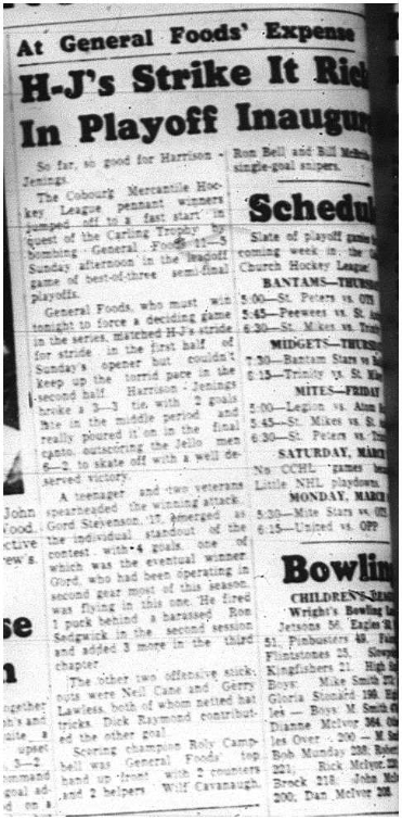 1964-03-04 Hockey -Cobourg Mercantile League -Harrison-Jennings