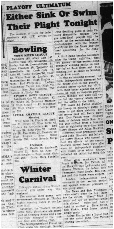1964-03-04 Hockey -Cobourg Mercantile League semi-final