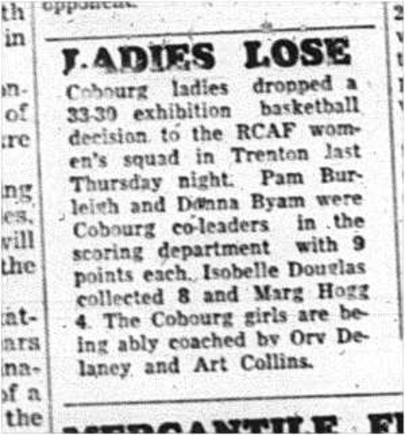 1964-03-11 Basketball -Cobourg ladies vs. Trenton -exhibition