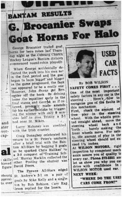 1964-03-11 Hockey -CCHL -Bantam Results