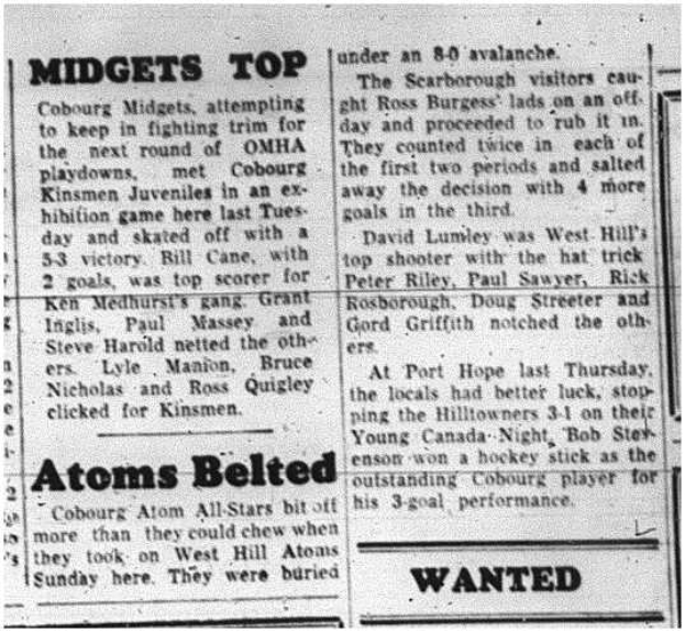 1964-03-11 Hockey -Cobourg Atom-All-Stars