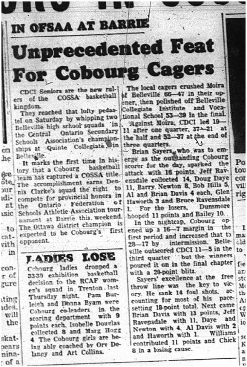 1964-03-11 School -Basketball -CDCI Seniors -COSSA