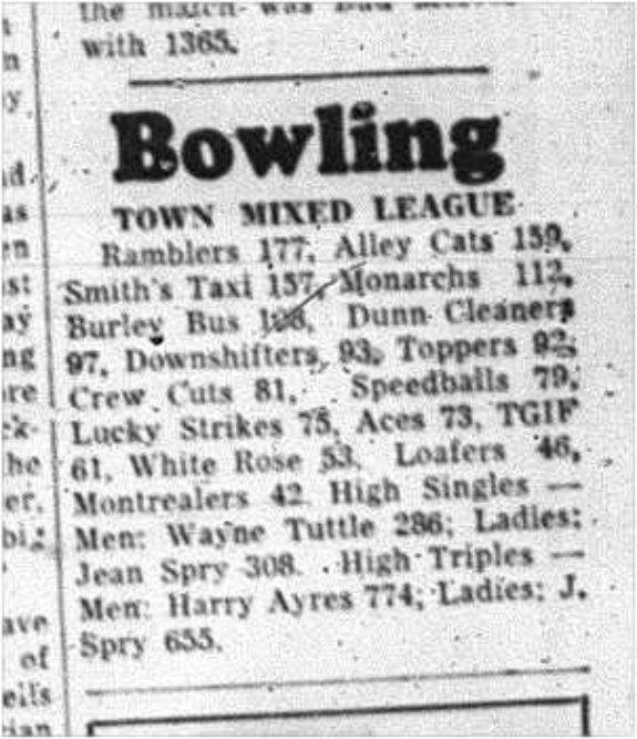 1964-03-18 Bowling -Town Mixed League