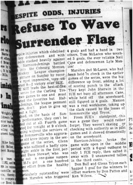 1964-03-18 Hockey -Cobourg Mercantile League