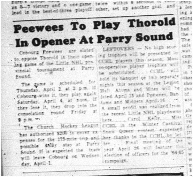 1964-03-18 Hockey -Cobourg Peewees -Little NHL Provincial tournament