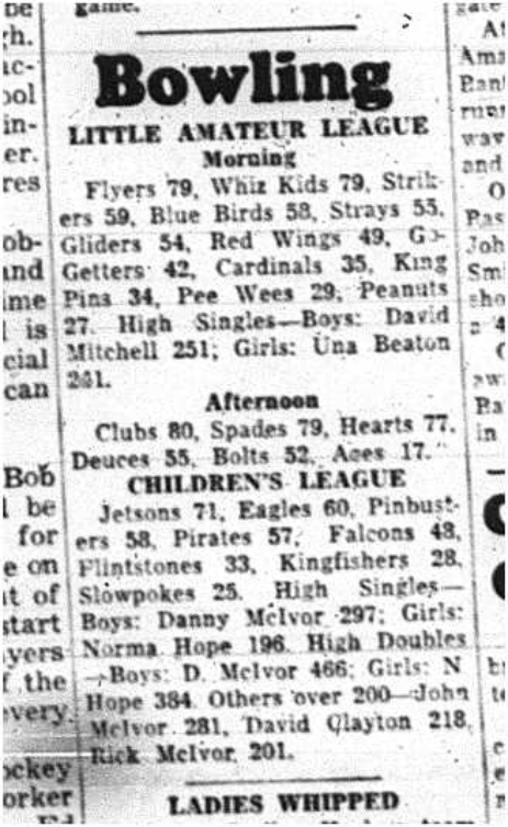 1964-03-25 Bowling -Liitle Amateur League -Childrens League