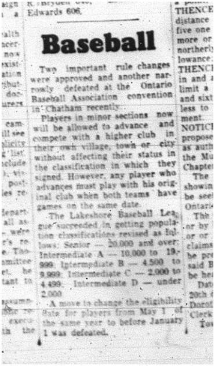 1964-04-01 Baseball -Lakeshore Baseball League