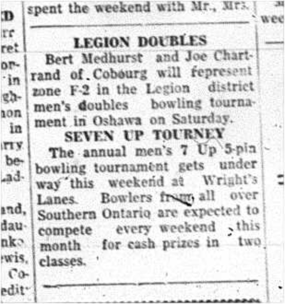 1964-04-01 Bowling -Legion Doubles -Seven Up Tournament