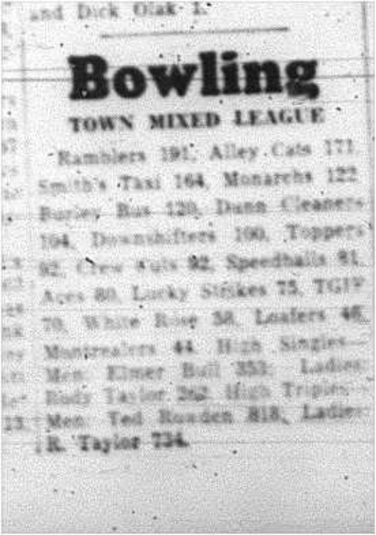 1964-04-01 Bowling -Town Mixed League