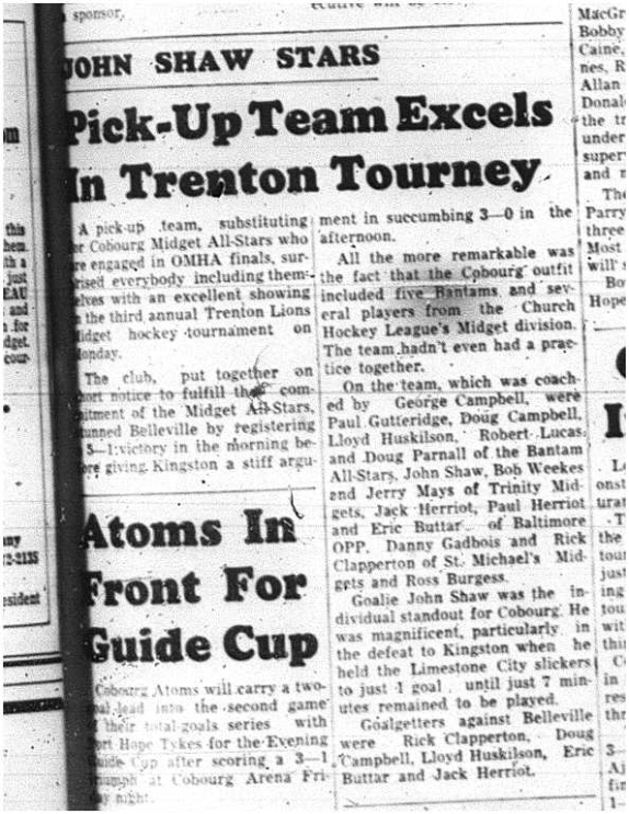 1964-04-01 Hockey -Cobourg Midget All-Stars -Trenton Tournament
