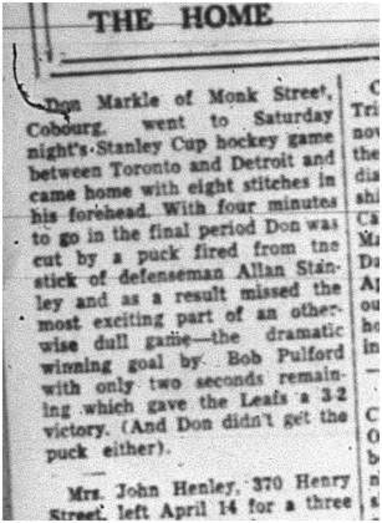 1964-04-08 Hockey -Don Markle -Stanley Cup hockey game
