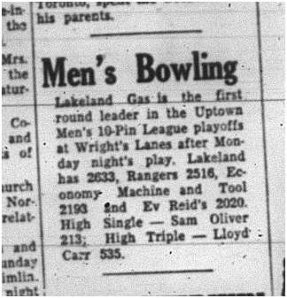 1964-04-15 Bowling -Uptown 10-pin League -Mens -Playoffs
