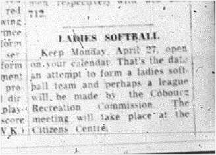 1964-04-15 Softball -Cobourg Ladies