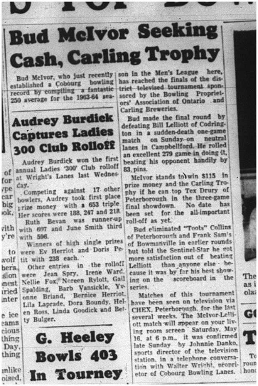 1964-05-06 Bowling - Mens - Bud Melvor - Carling Trophy