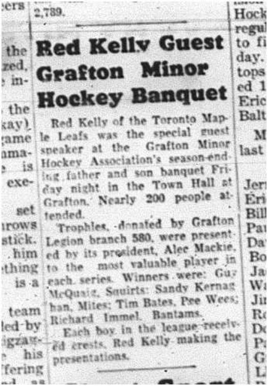 1964-05-06 Hockey - Boys - Red Kelly - Grafton Minor Hockey Banquet