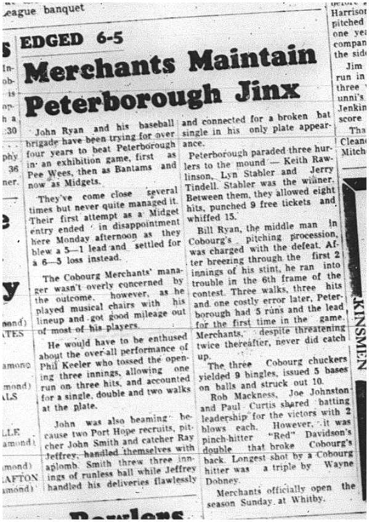 1964-05-20 Baseball - Mens - Cobourg Merchants Vs. Peterborough