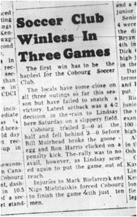 1964-05-20 Soccer - Men - Cobourg Soccer Club
