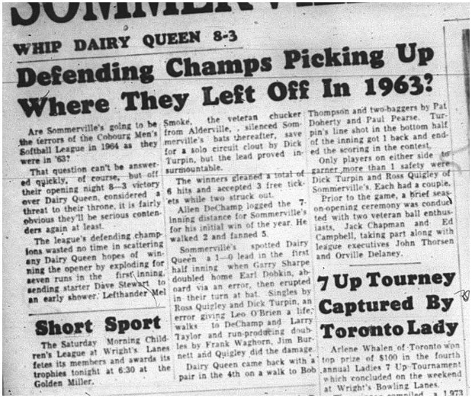 1964-05-20 Softball - Mens - Dairy Queen Vs. Sommervilles