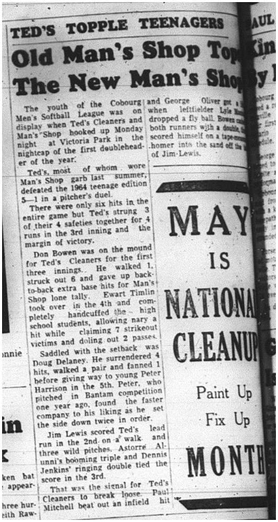 1964-05-20 Softball - Mens - Ted`s Cleaners - Old Man`s Shop