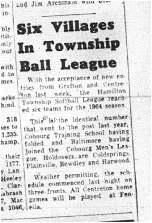 1964-05-20 Softball - Mens - Township Ball League