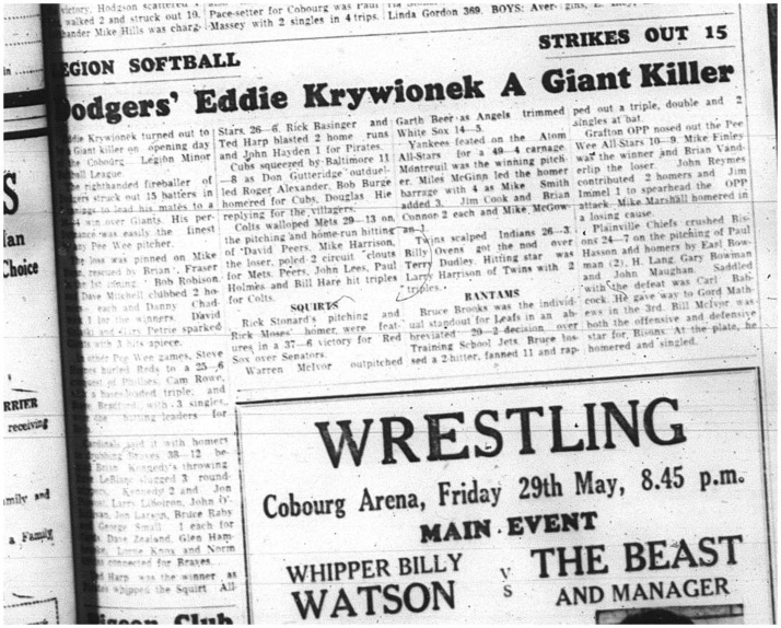 1964-05-27 Softball - Boys - Eddie Krywionek - Cobourg Legion Minor League