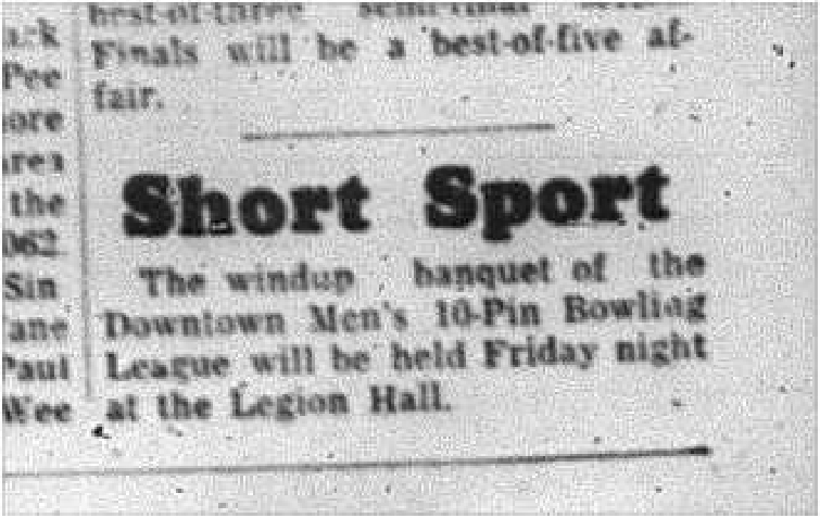 1964-06-03 Bowling - Mens - Downtown 10-Pin - Banquet - Short Sport