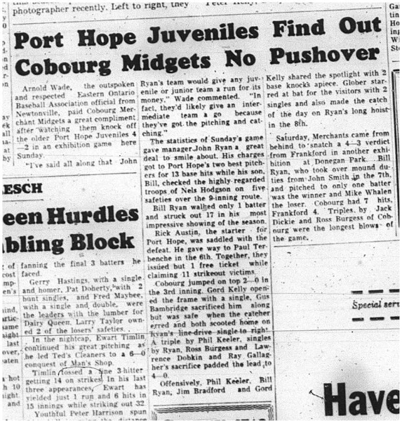 1964-06-17 Baseball - Port Hope Juveniles Vs. Cobourg Midgets