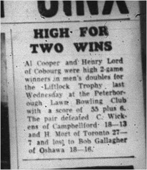 1964-06-24 Lawn Bowling - Mens - Liftlock Trophy