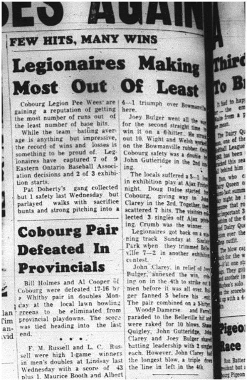 1964-07-01 Baseball - Boys - Cobourg Legion Peewees